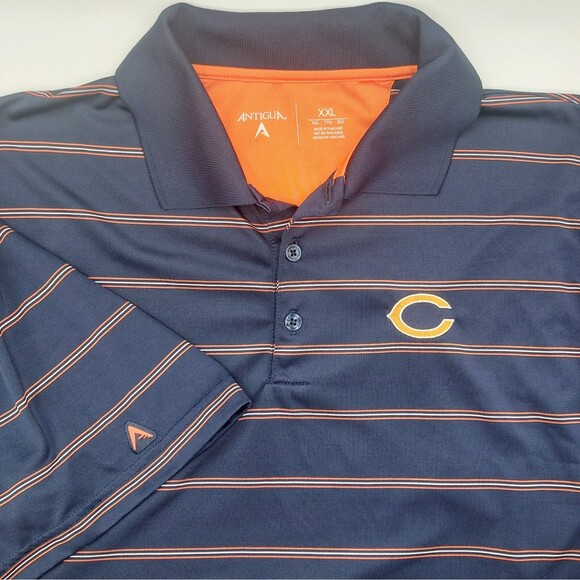 Chicago Bears Antigua Polo Shirt Men's XXL Blue Orange Striped NFL Performance - Picture 1 of 7